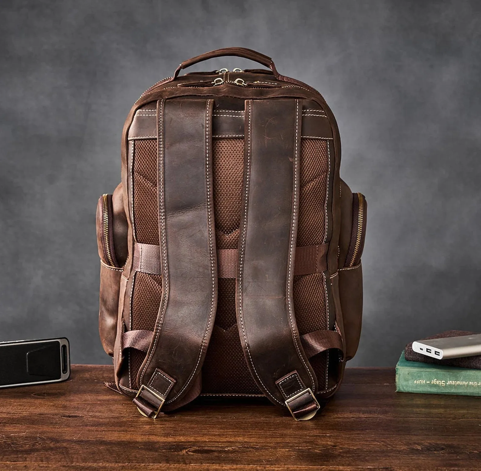 Leather Laptop Backpack Rucksack Men bag