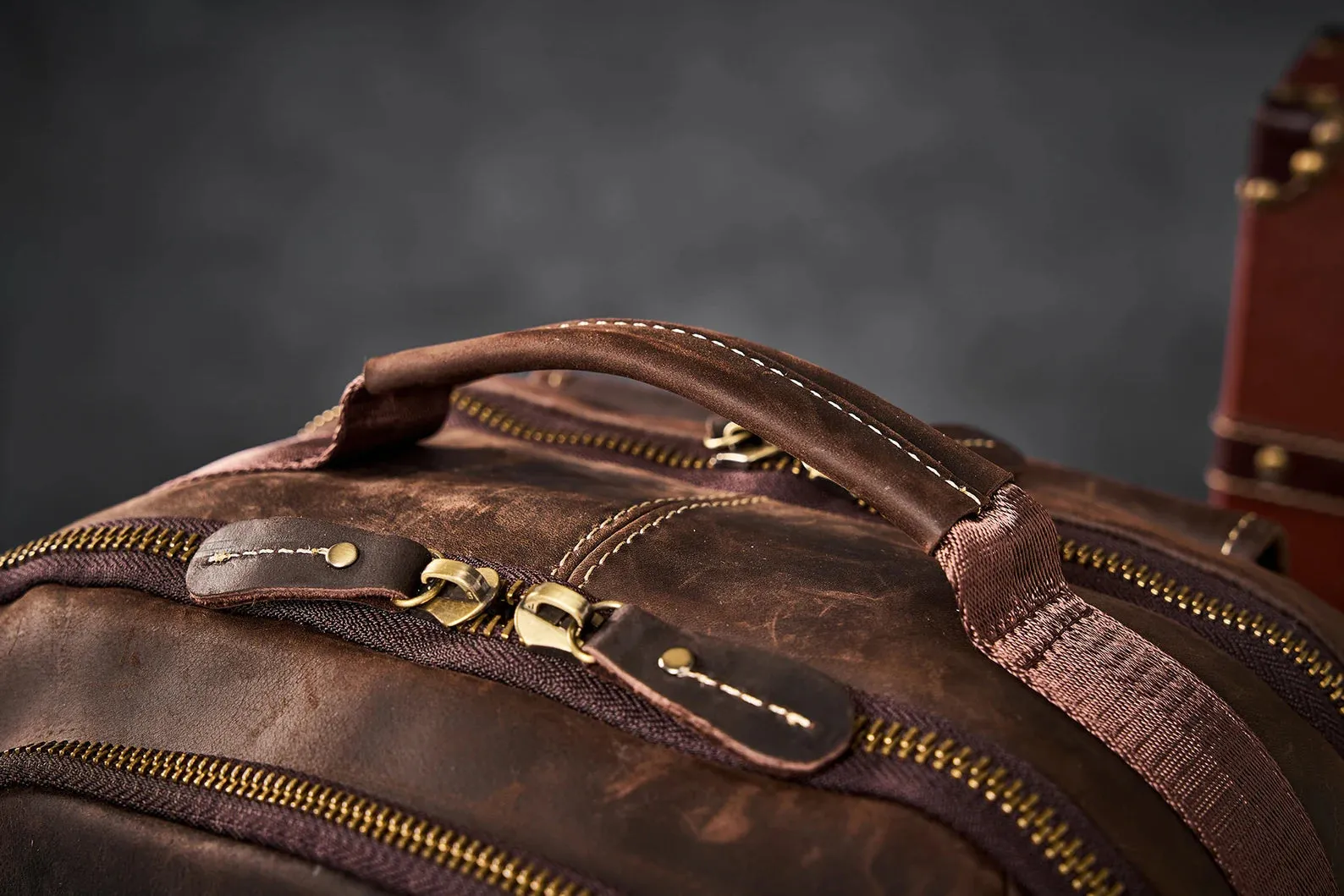 Leather Laptop Backpack Rucksack Men bag
