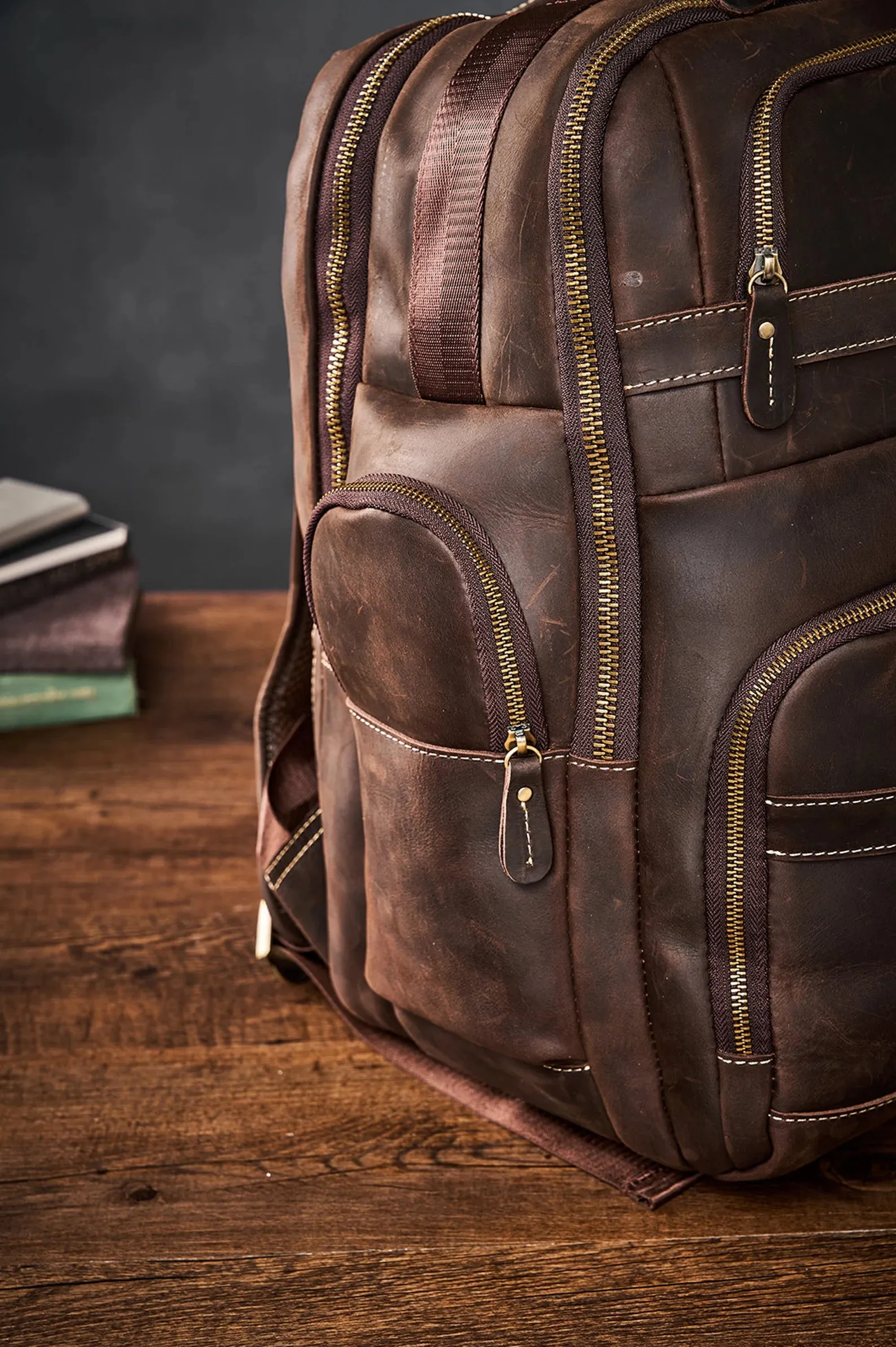 Leather Laptop Backpack Rucksack Men bag