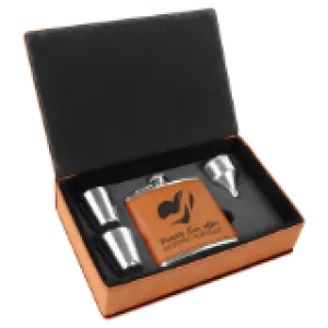 Leatherette Flask Gift Set