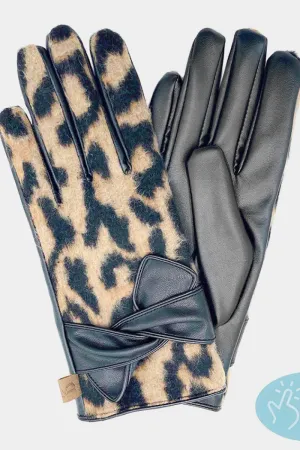 Leopard Leatherette Gloves