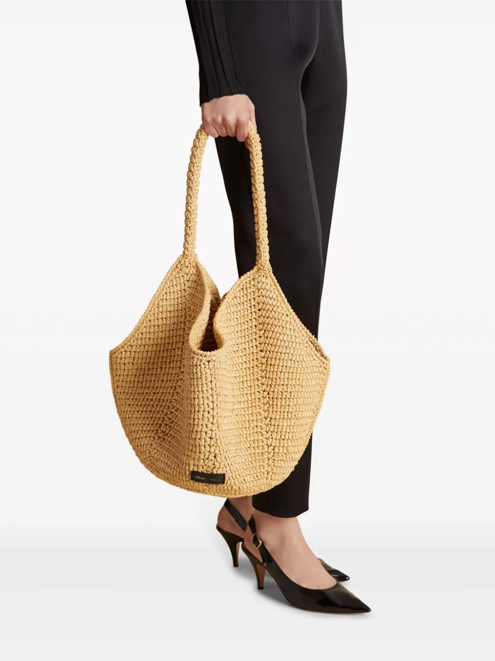 Lotus medium rafia tote