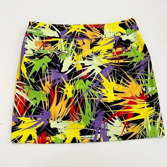 Loudmouth Multicolor Splatterific Splatter Paint Print Mini Skort Skirt Size 6