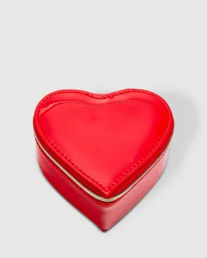 LOUENHIDE Heart Jewellery Box - Patent Red