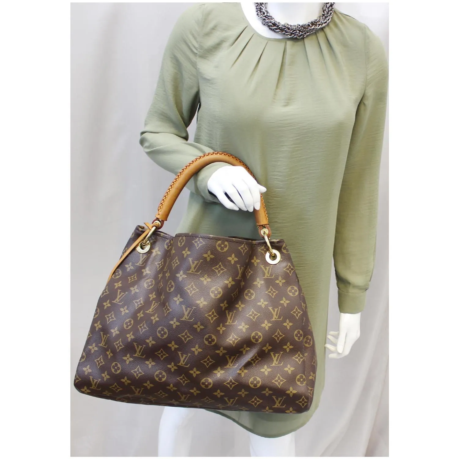 LOUIS VUITTON Artsy MM Monogram Canvas Shoulder Bag Brown