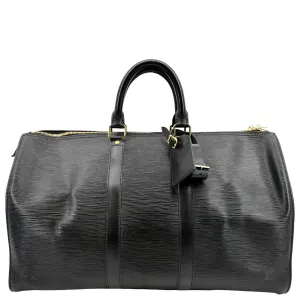 LOUIS VUITTON Keepall 45 Epi Leather Travel Bag Black