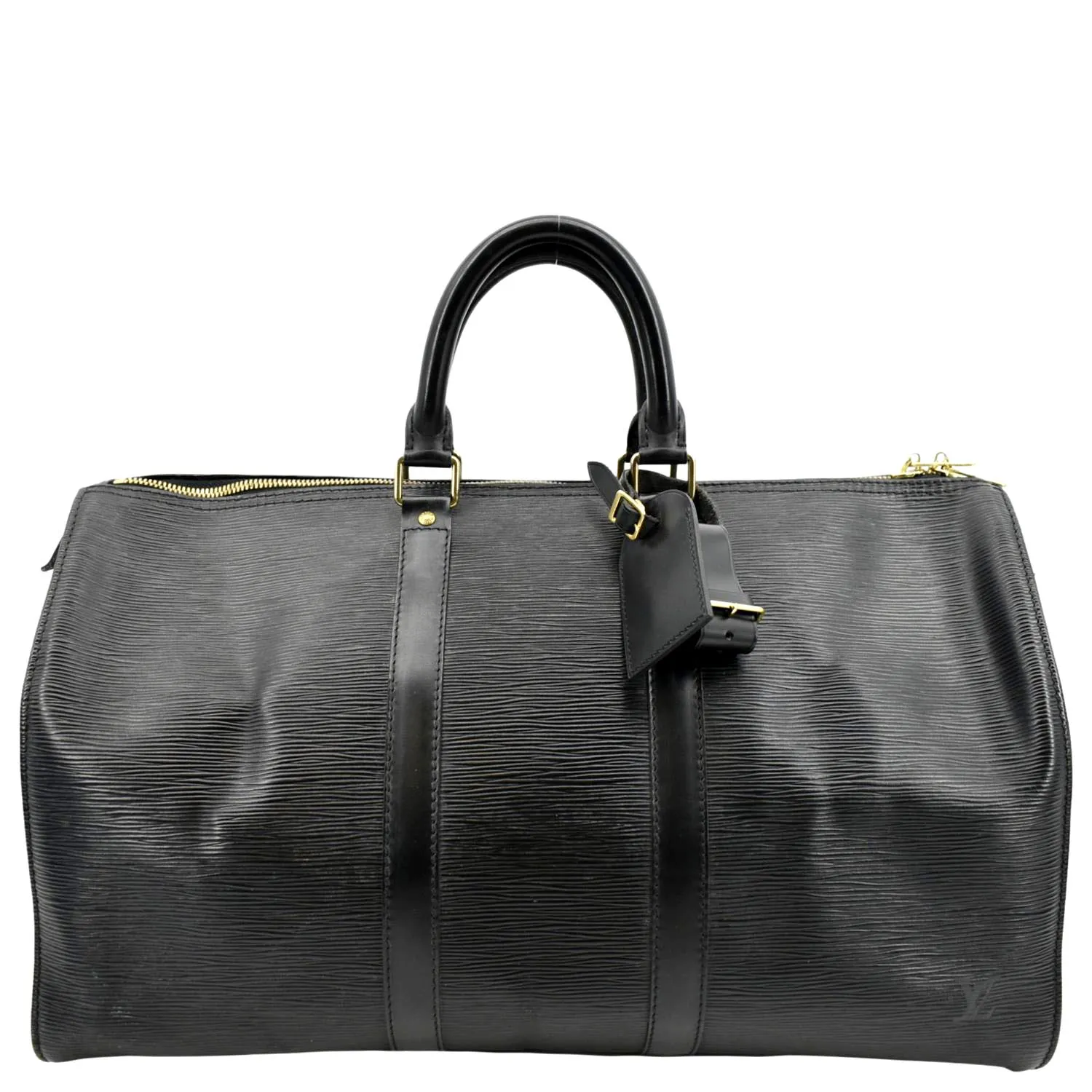 LOUIS VUITTON Keepall 45 Epi Leather Travel Bag Black