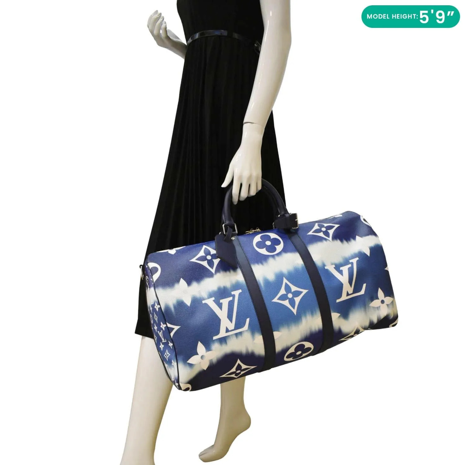 LOUIS VUITTON Keepall 50 Monogram Escale Bandouliere Canvas Travel Bag Blue