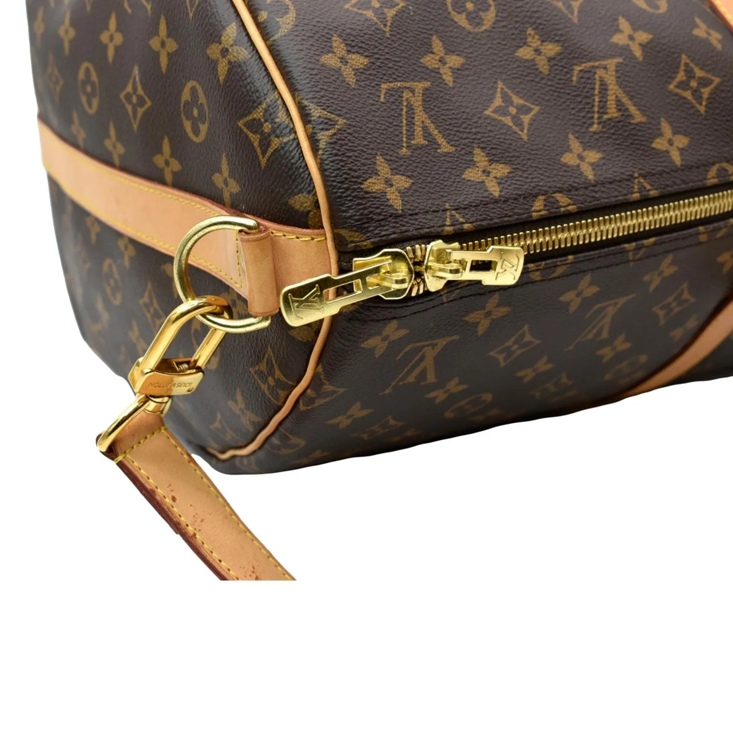LOUIS VUITTON Keepall 55 Monogram Canvas Travel Bag Brown