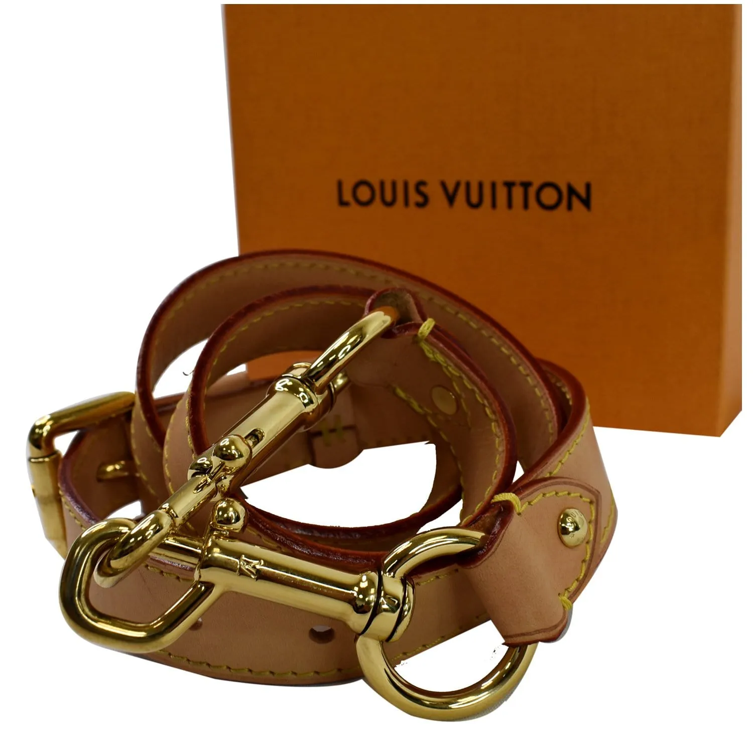 LOUIS VUITTON Leather Shoulder Strap Beige