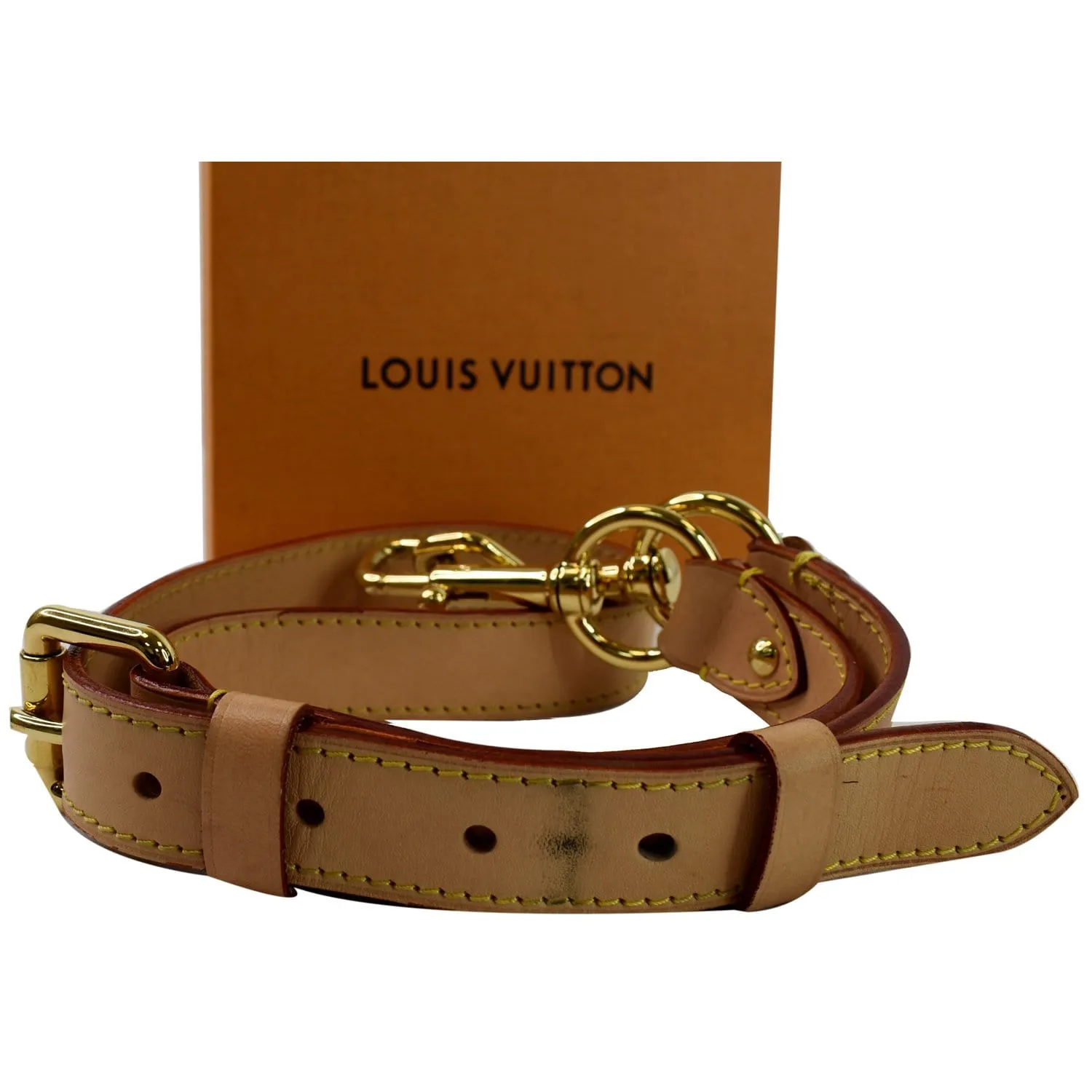LOUIS VUITTON Leather Shoulder Strap Beige