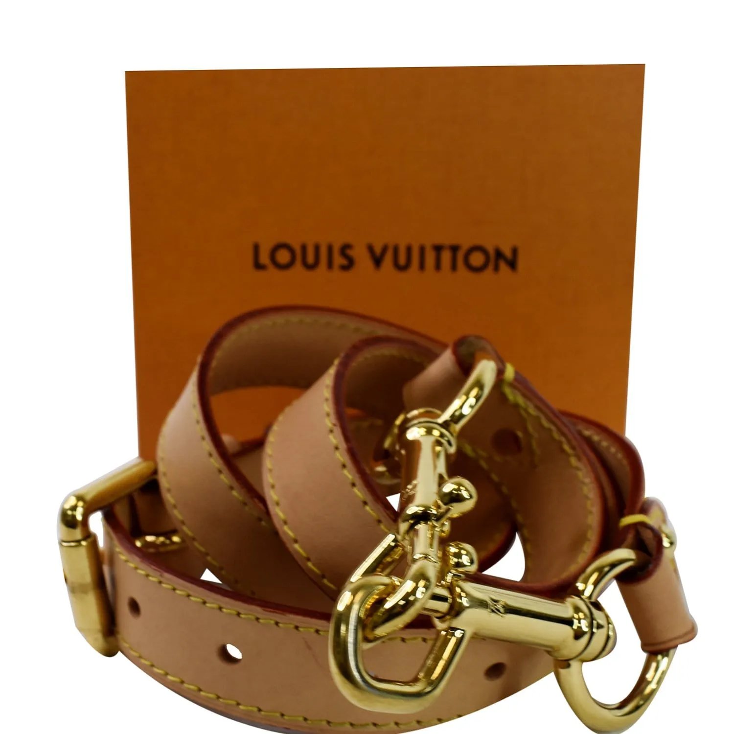 LOUIS VUITTON Leather Shoulder Strap Beige