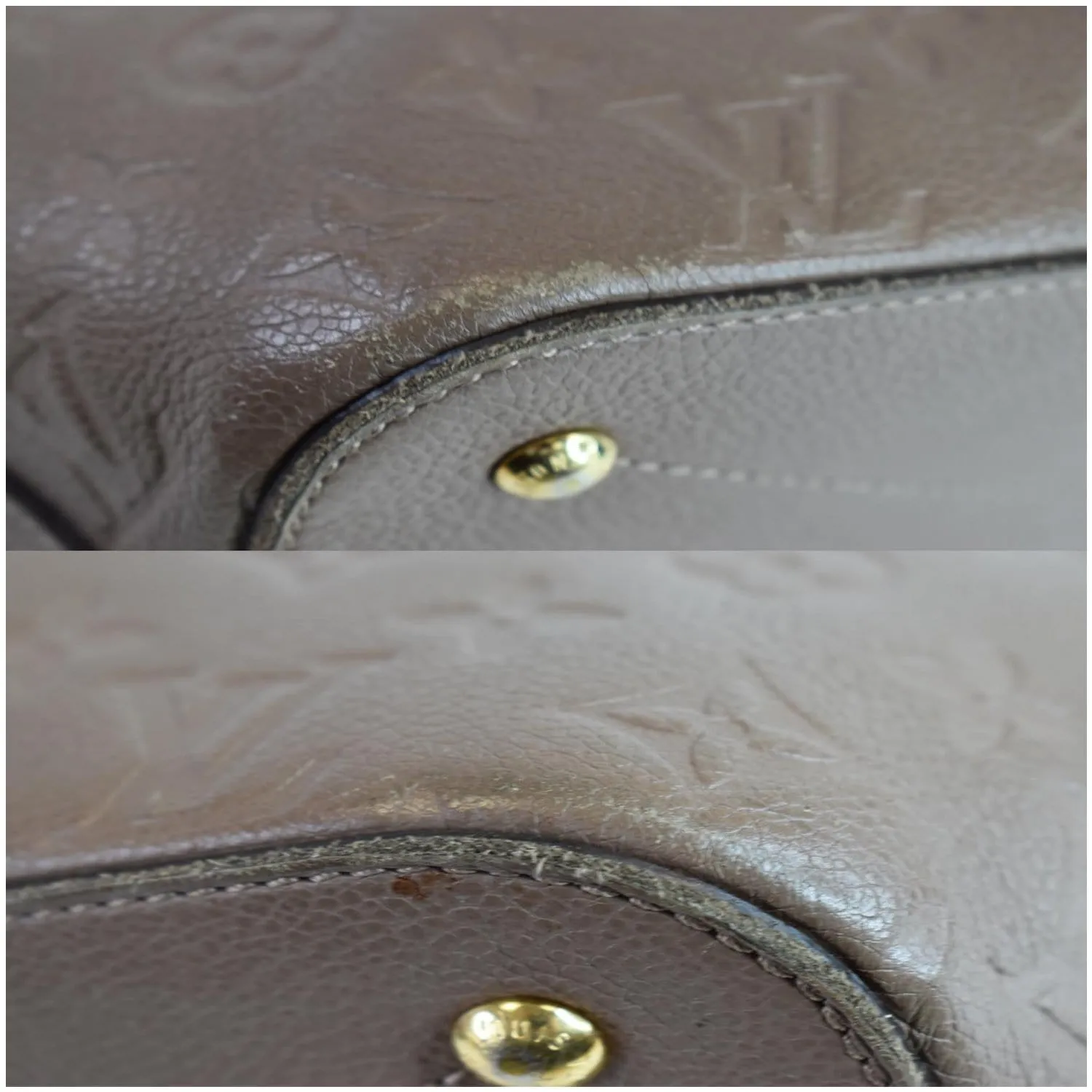 LOUIS VUITTON Mazarine PM Monogram Empreinte Shoulder Bag Taupe