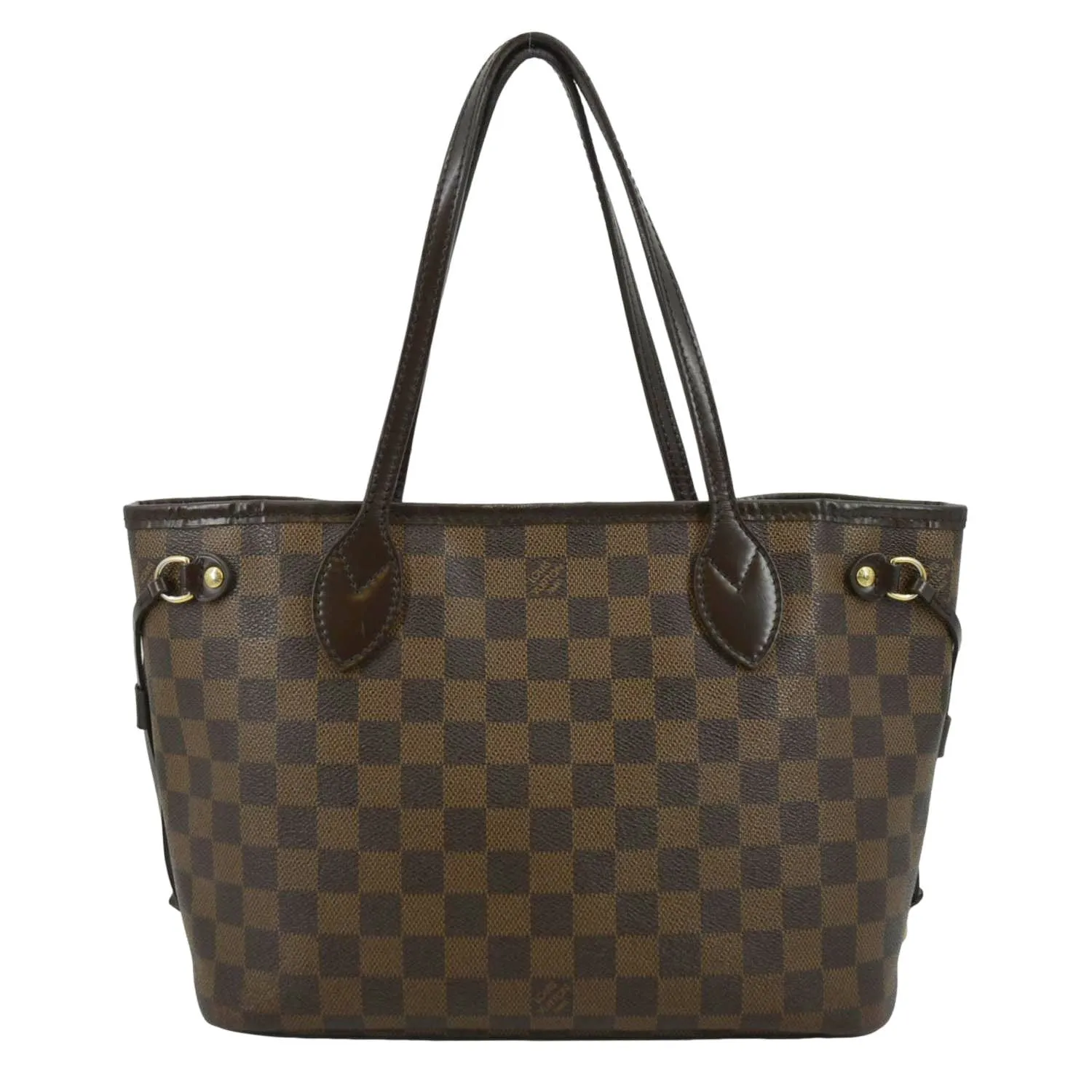 LOUIS VUITTON Neverfull PM Damier Ebene Tote Shoulder Bag Brown