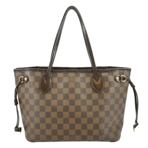 LOUIS VUITTON Neverfull PM Damier Ebene Tote Shoulder Bag Brown