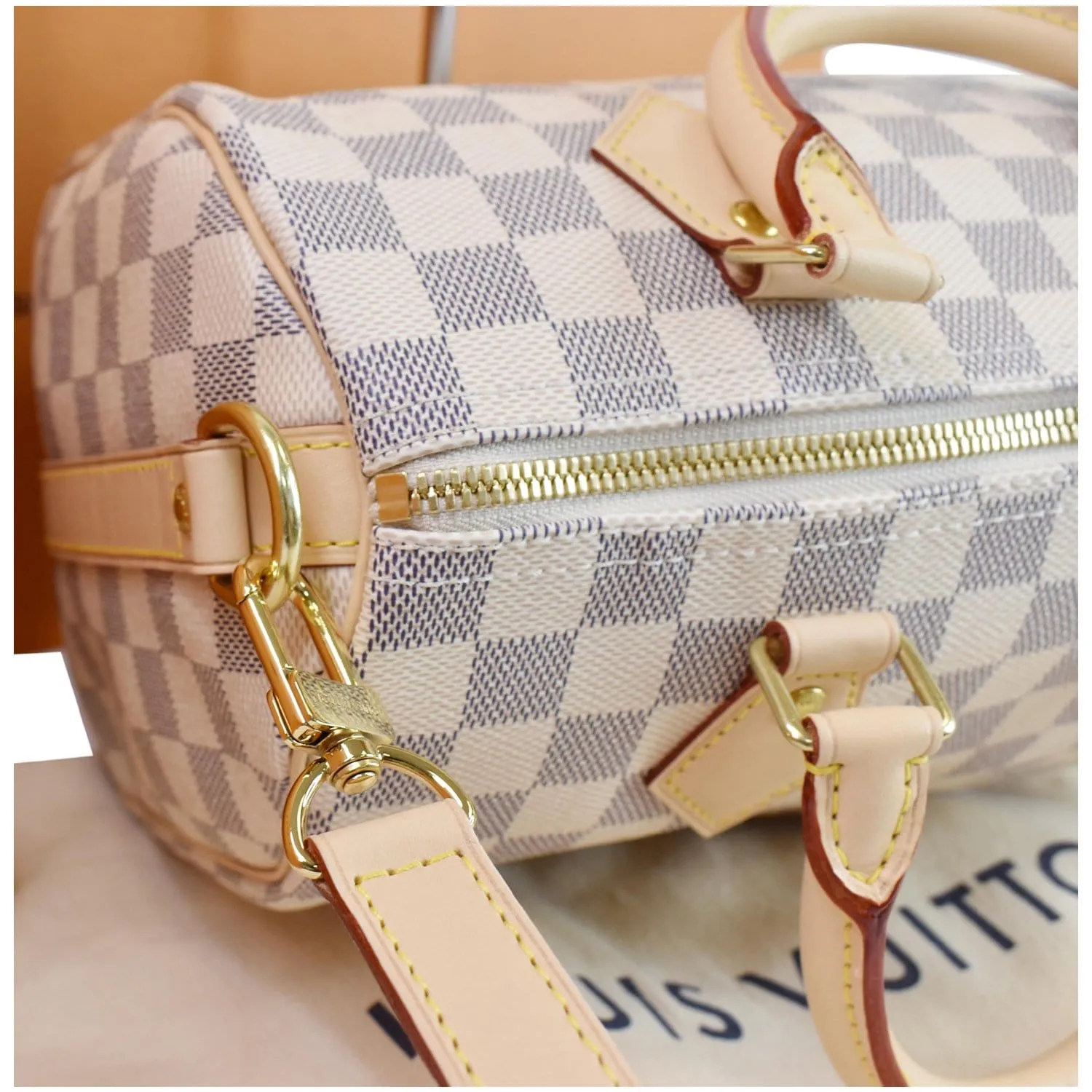 LOUIS VUITTON Speedy 25 Bandouliere Damier Azur Shoulder Bag White