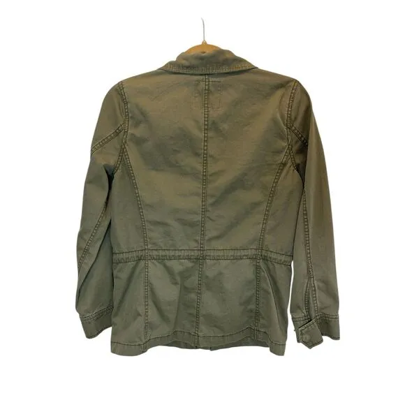 Madewell Army Green Field Jacket Flap Pockets Drawstring Waist