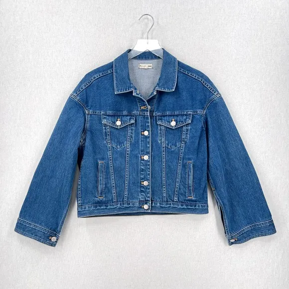 MADEWELL X ISKO Reconstructed Jean Jacket Womens Small Blue Denim Long Sleeve