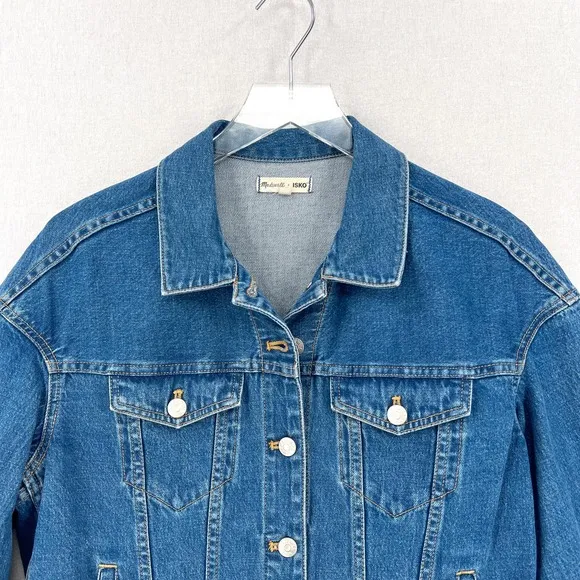 MADEWELL X ISKO Reconstructed Jean Jacket Womens Small Blue Denim Long Sleeve
