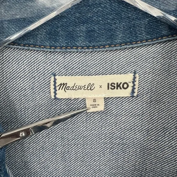 MADEWELL X ISKO Reconstructed Jean Jacket Womens Small Blue Denim Long Sleeve