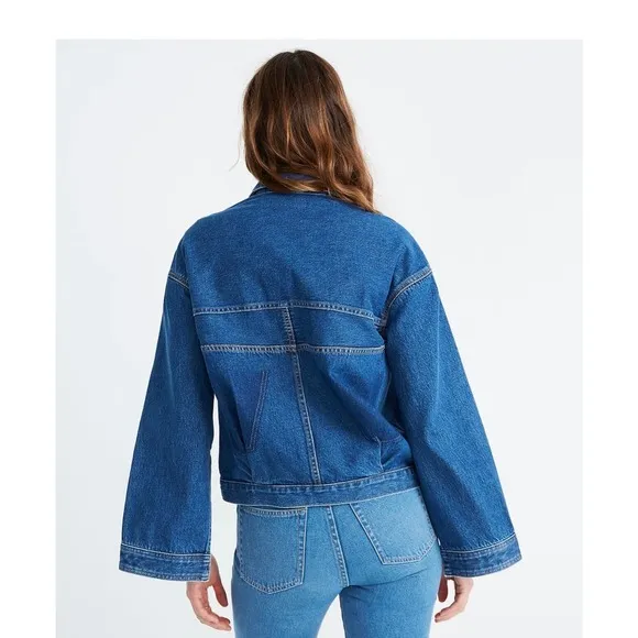 MADEWELL X ISKO Reconstructed Jean Jacket Womens Small Blue Denim Long Sleeve