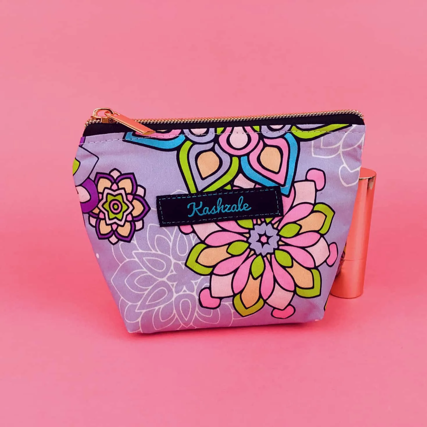 Mandala Magnifica Mauve Small Makeup Bag.  Exclusive Design.