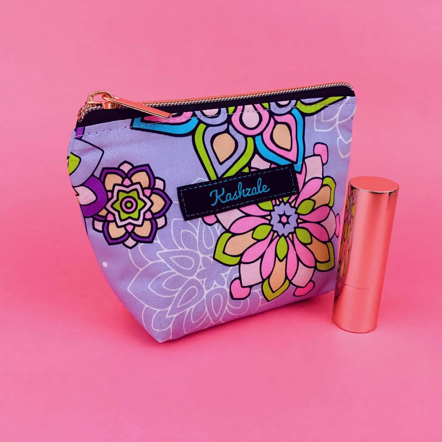 Mandala Magnifica Mauve Small Makeup Bag.  Exclusive Design.