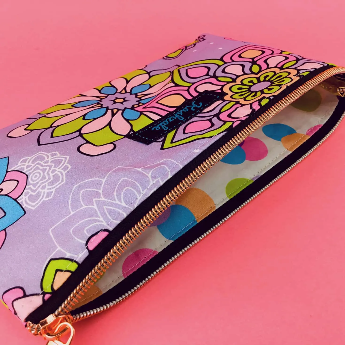 Mandala Magnifica Mauve Zipper Pouch, Travel Pouch.  Exclusive Design.