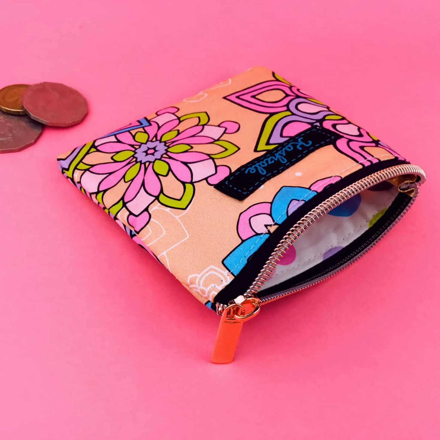 Mandala Magnifica Peach Coin Purse. Kashzale Exclusive Design