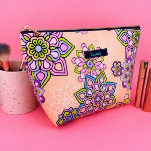 Mandala Magnifica Peach Large Makeup Bag. Exclusive Design.