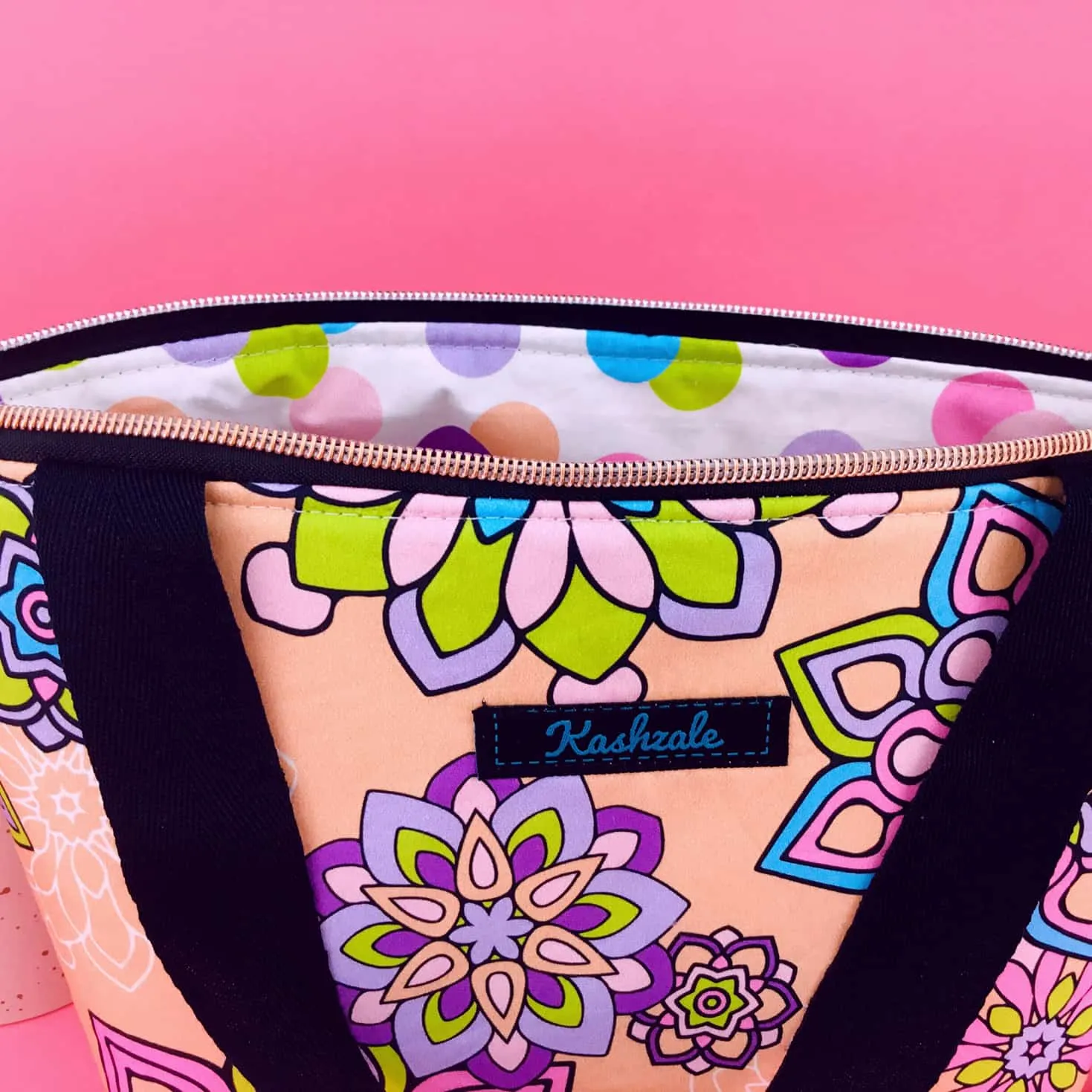 Mandala Magnifica Peach Large Makeup Bag. Exclusive Design.