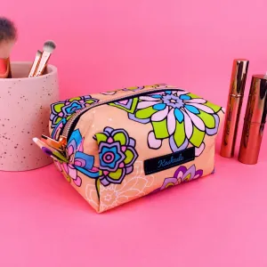 Mandala Magnifica Peach Medium Box Makeup Bag.  Exclusive Design.