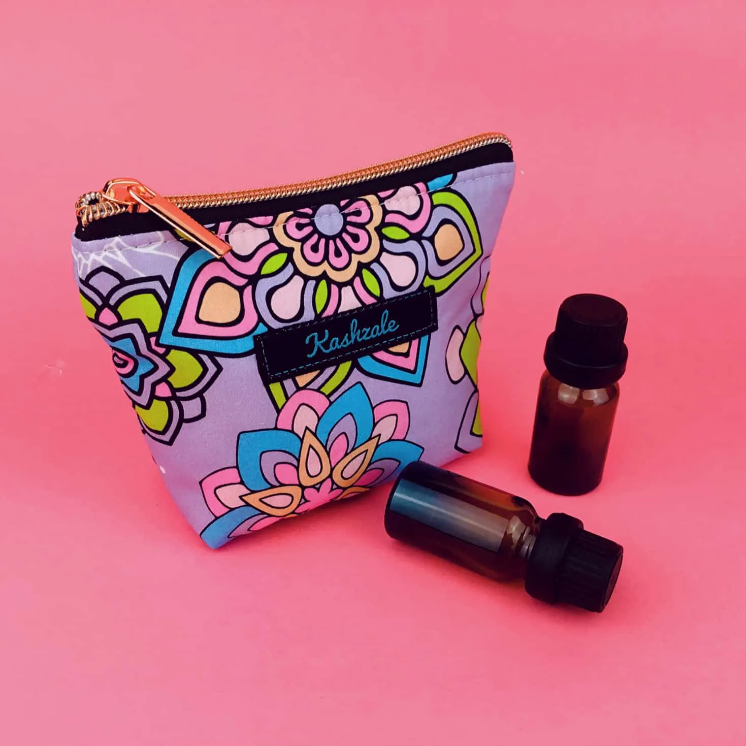 Mandala Magnifica Peach Medium Cosmetic Bag. Exclusive Design.