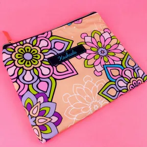 Mandala Magnifica Peach Small Clutch, Small makeup bag. Exclusive Design.