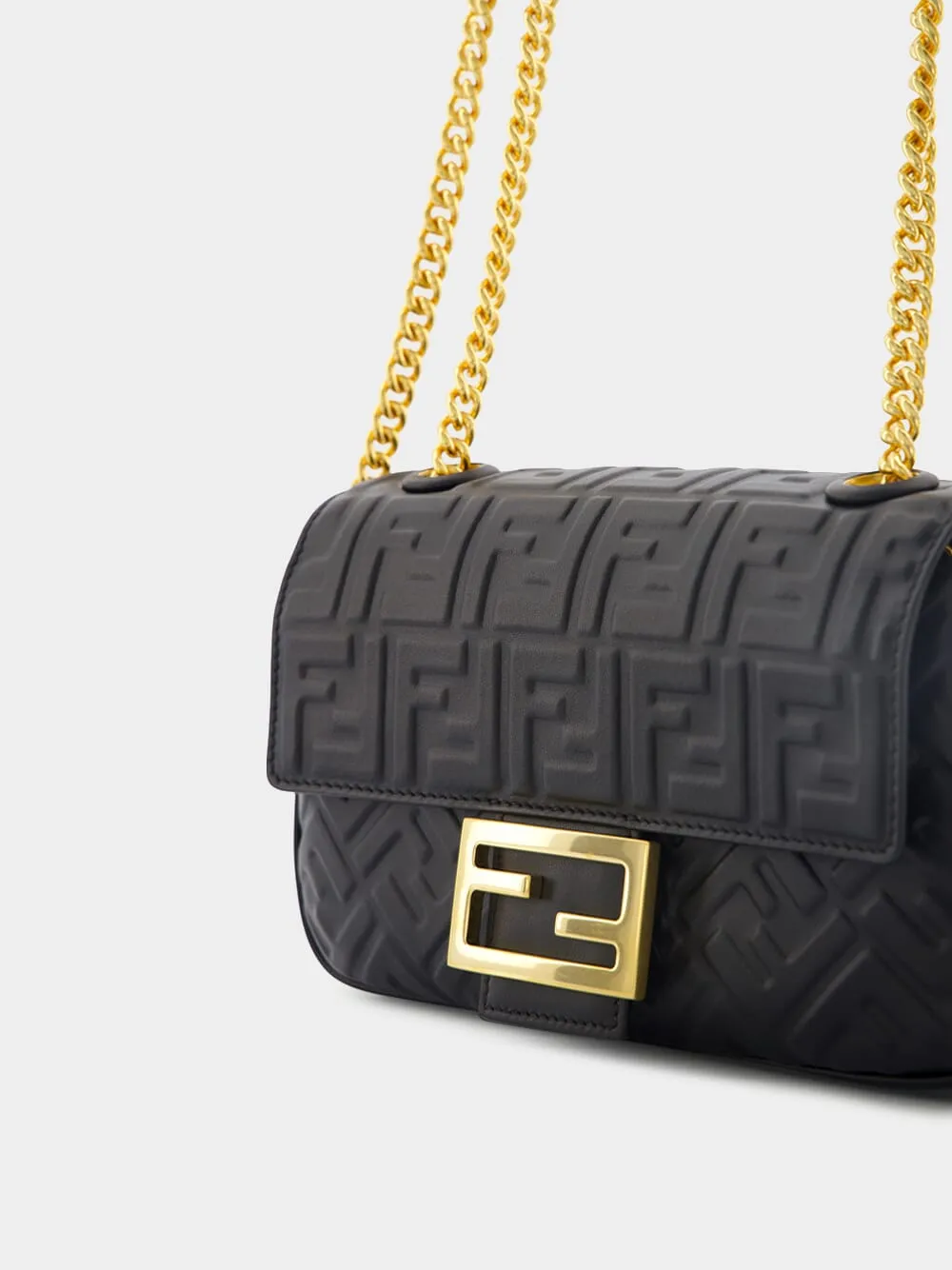 Medium Black Baguette Chain Bag