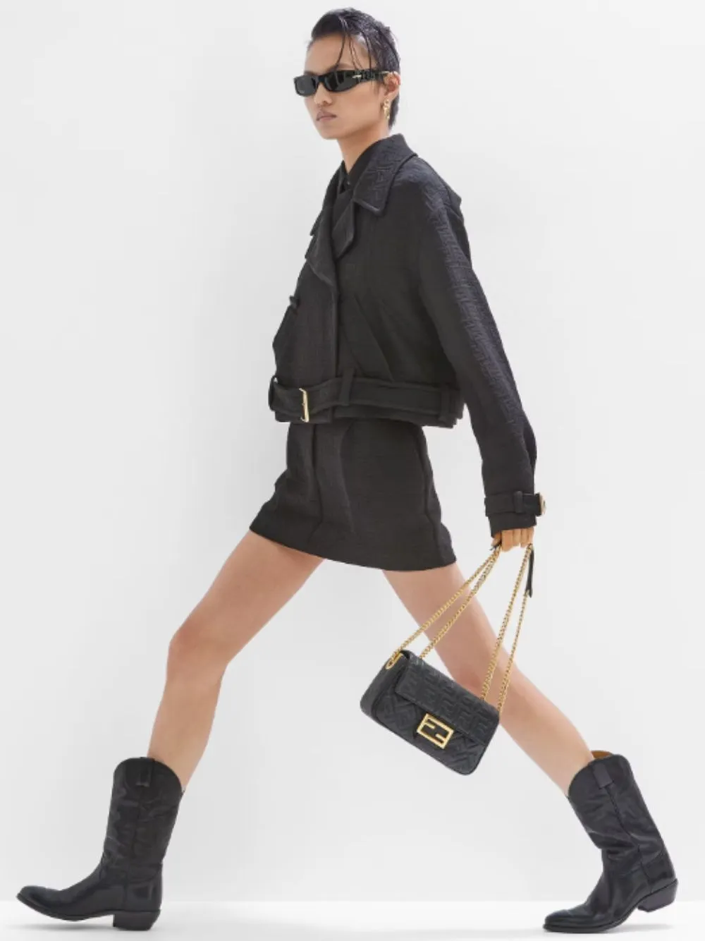 Medium Black Baguette Chain Bag