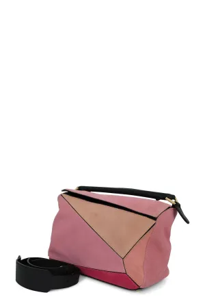 Medium Puzzle Bag Multi Pink Suede