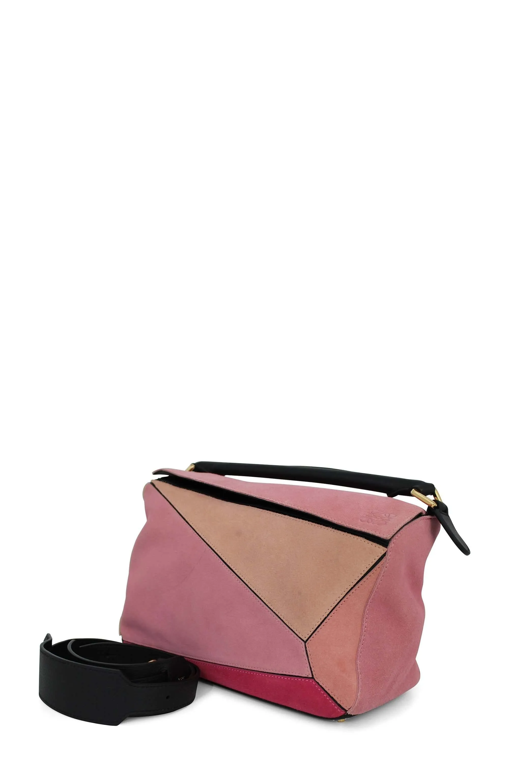Medium Puzzle Bag Multi Pink Suede