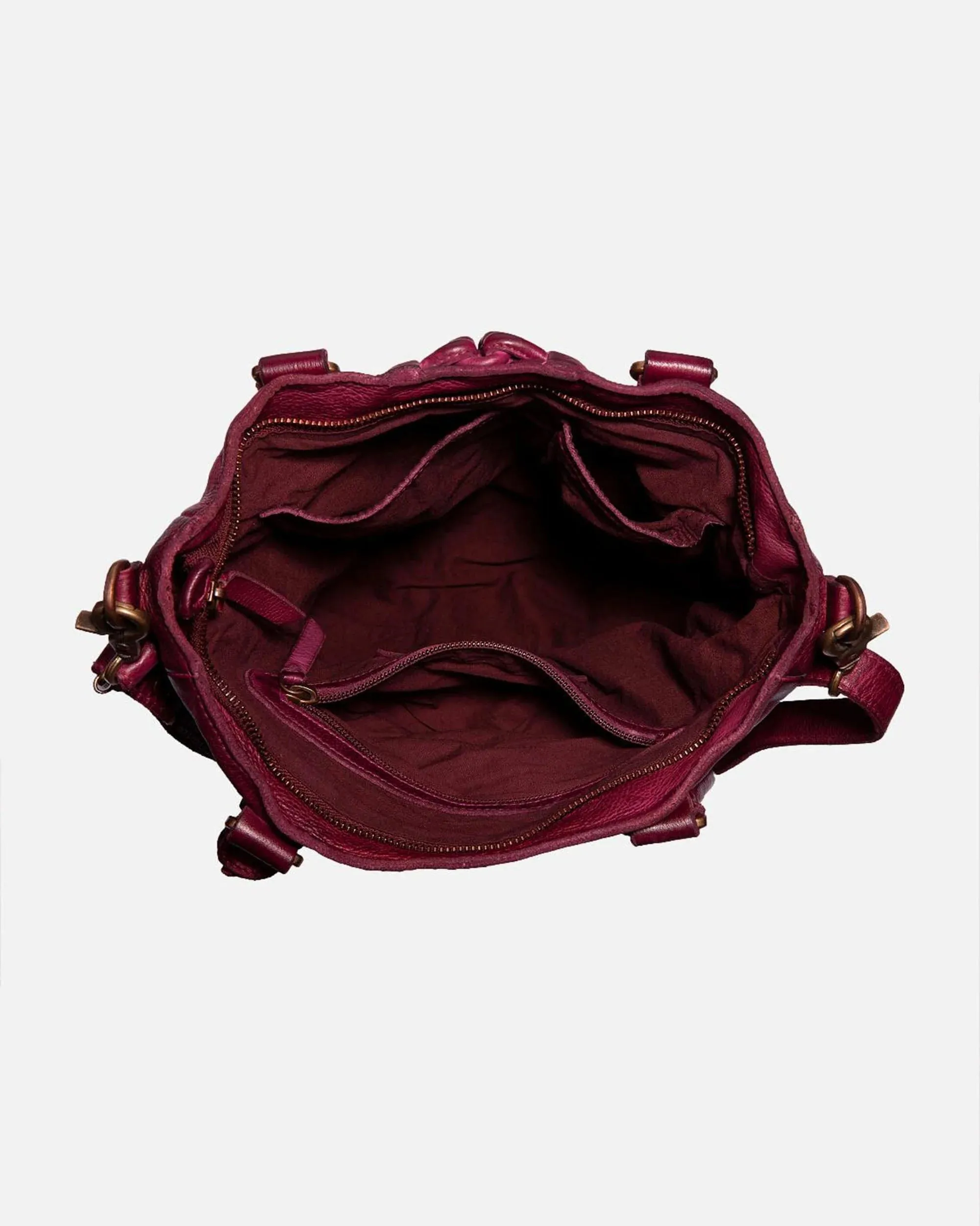 Meekes | Braided Leather Shoulder Bag Detachable Straps