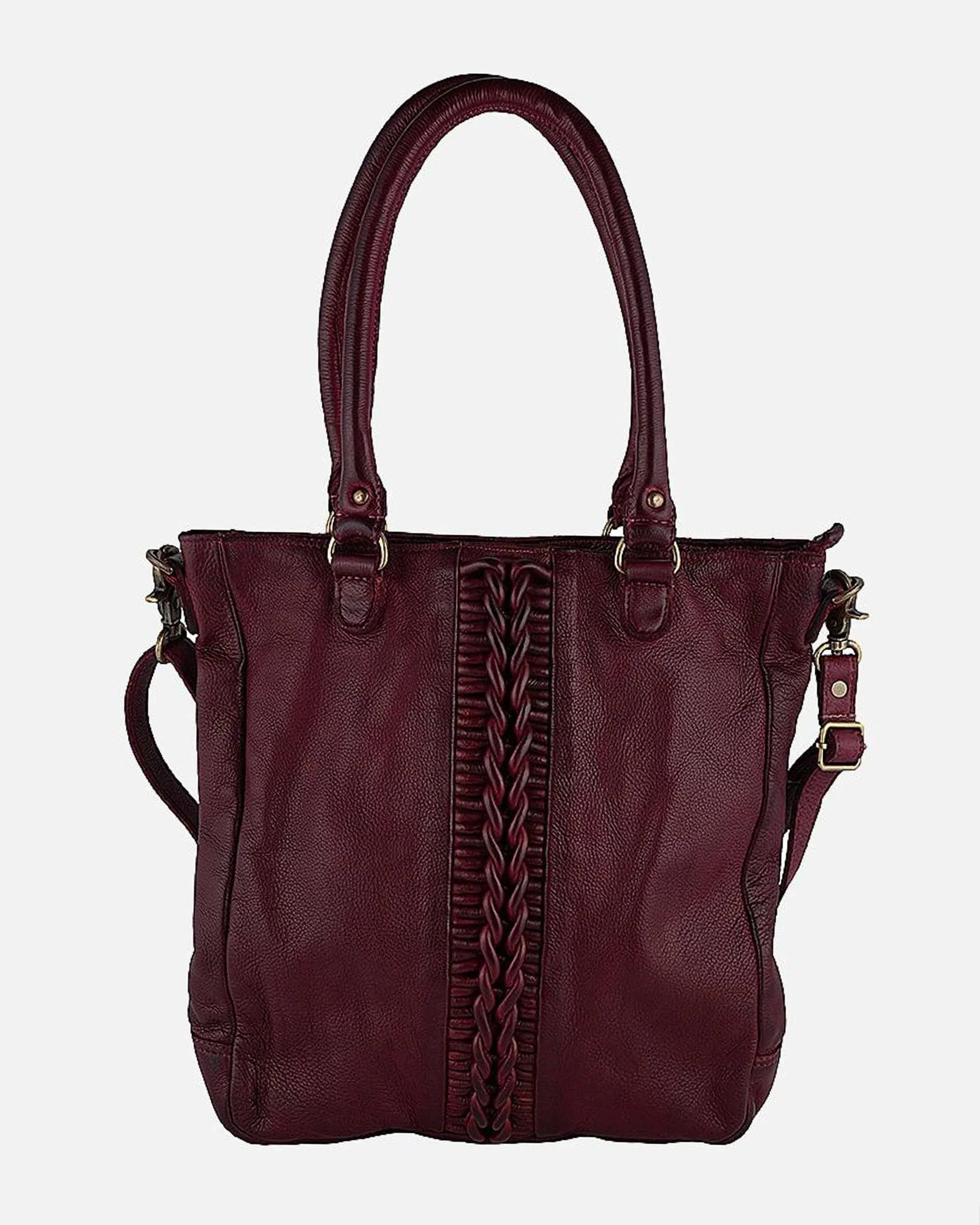 Meekes | Braided Leather Shoulder Bag Detachable Straps