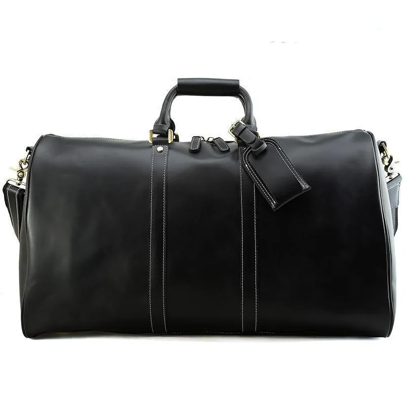 Mens Leather Duffle Weekender Bag Vintage