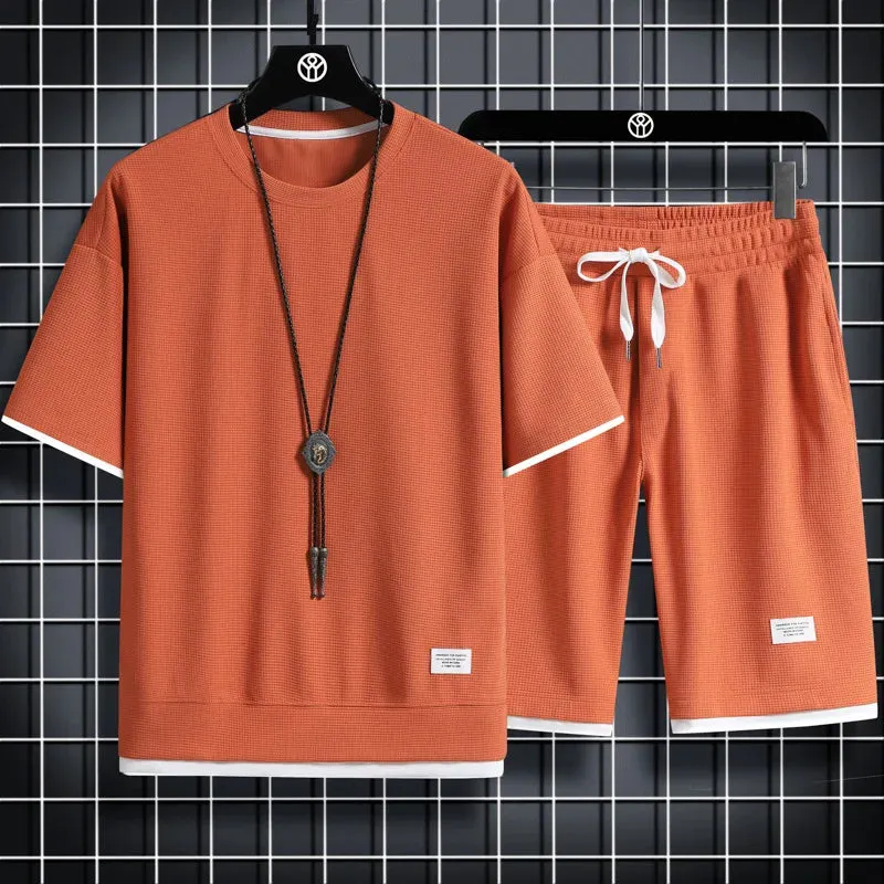 Men's Mesh T-shirt & Sweatpants Suit