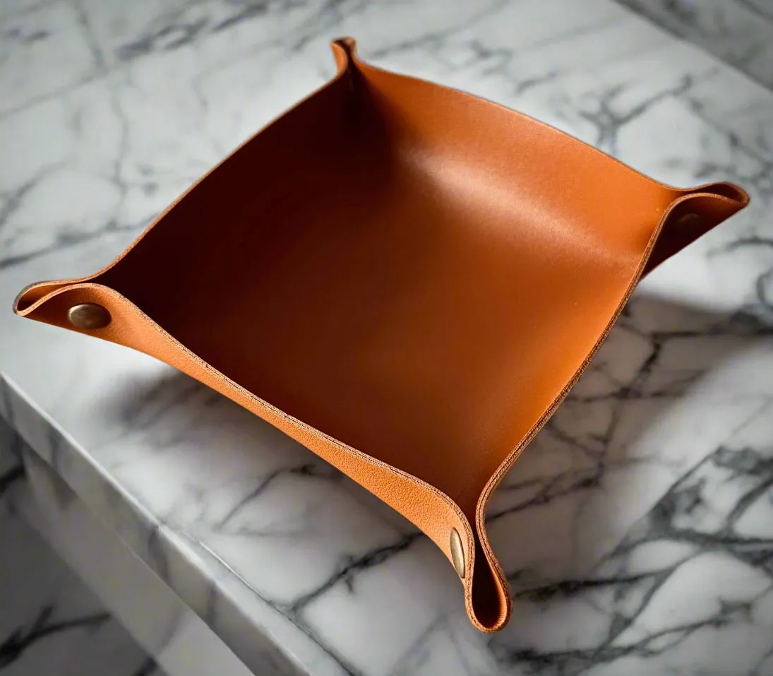 Mens PU Leather Valet Tray in Brown or Black by ArchieSoul Man