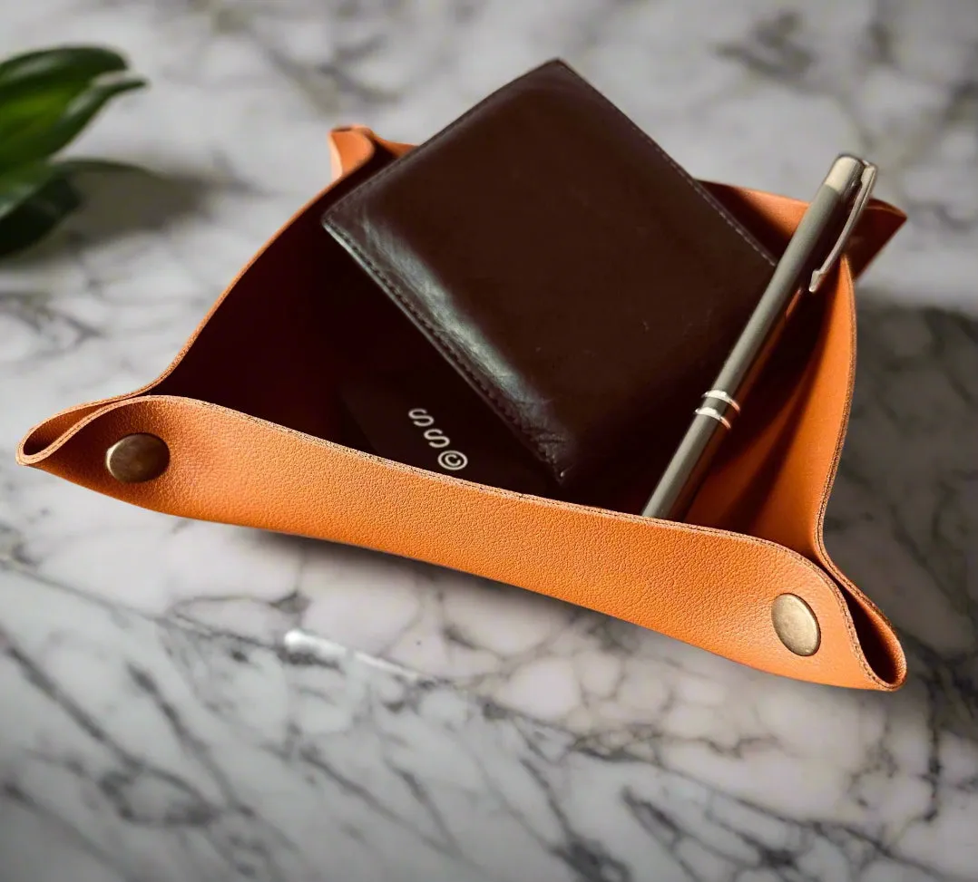 Mens PU Leather Valet Tray in Brown or Black by ArchieSoul Man