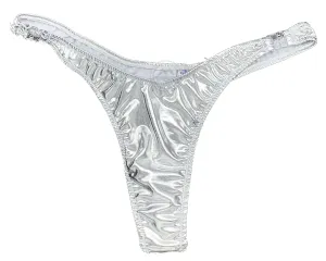 Metallic T-Back Detachable Thong - Silver