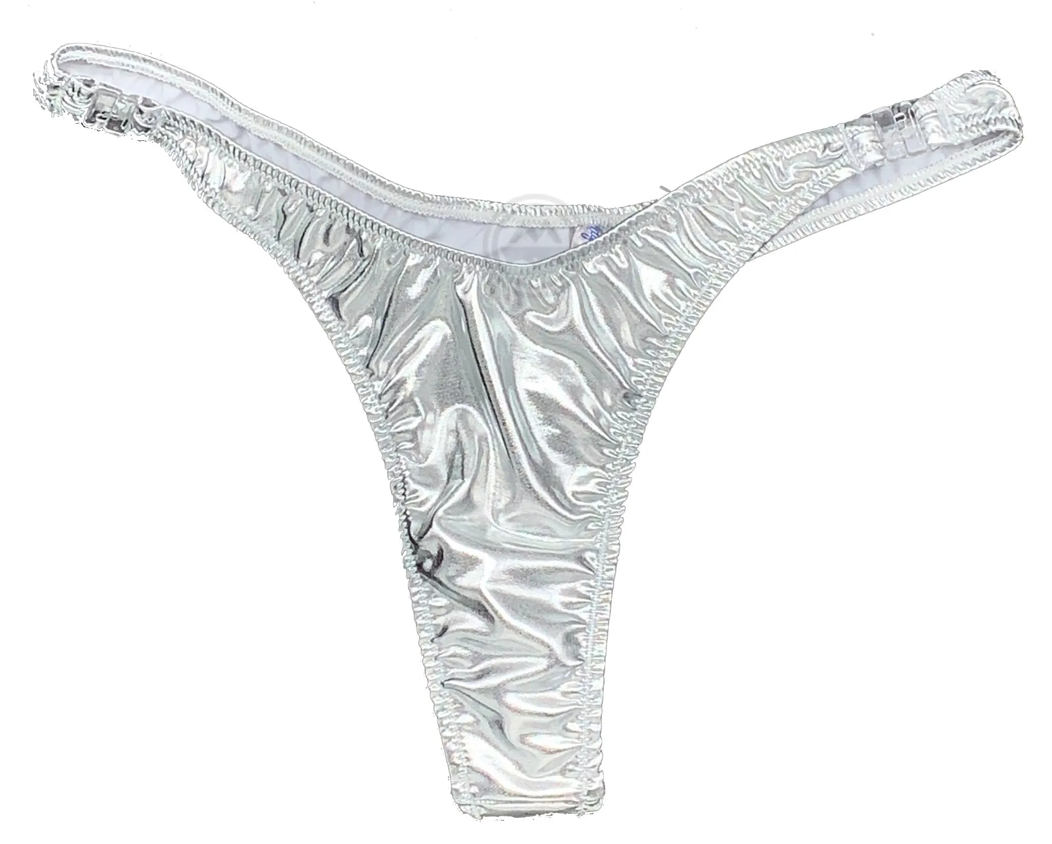 Metallic T-Back Detachable Thong - Silver