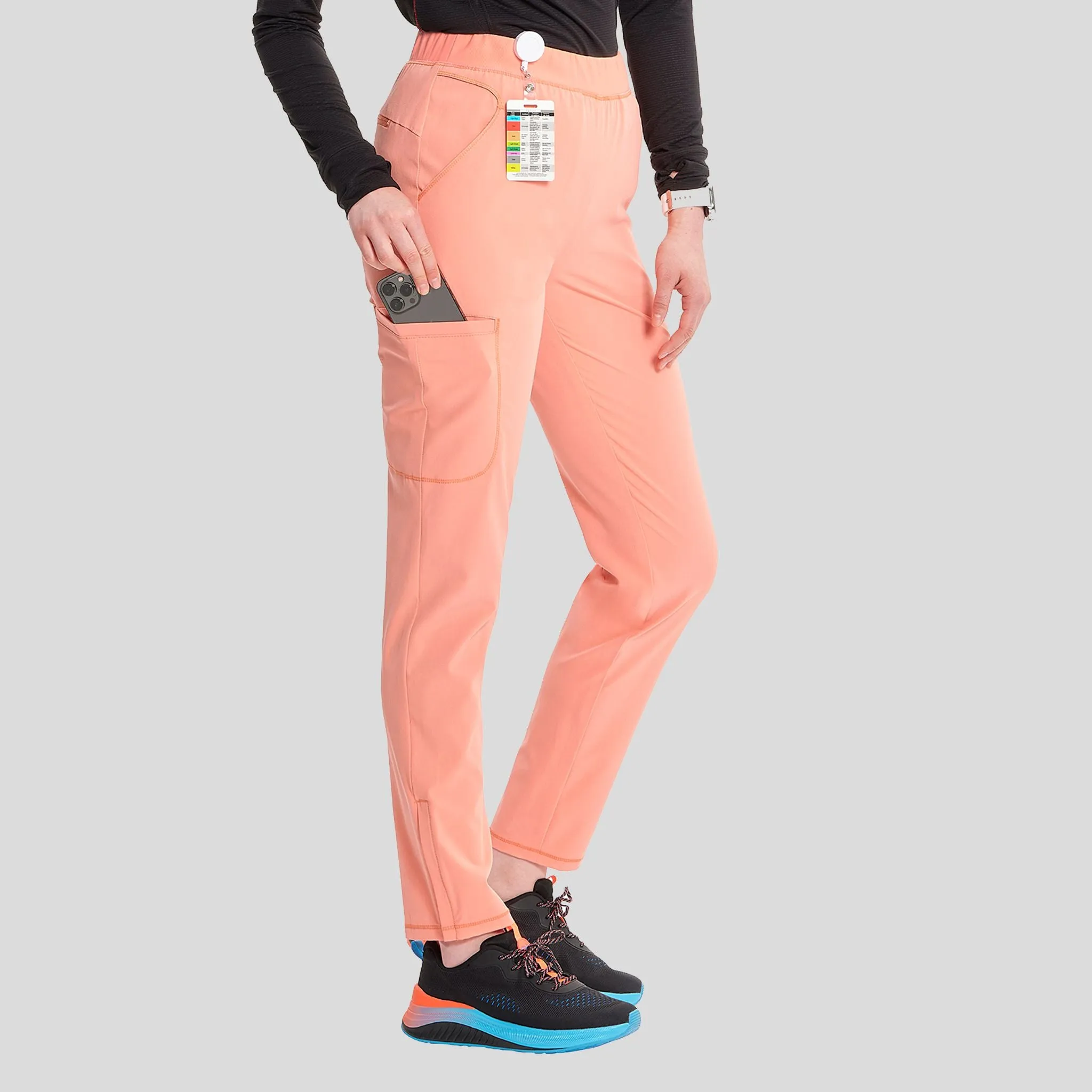 Mid Rise Pull-on Tapered Leg Cargo Pant | Electric Coral