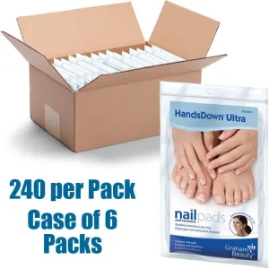 Multi-Use Nail & Cosmetic Pads / Nonwoven, Lint-Free, with Poly Grip Tab / 240 Rounds Per Bag, 6 Bags Per Case = 1,441 Rounds Total by HandsDown