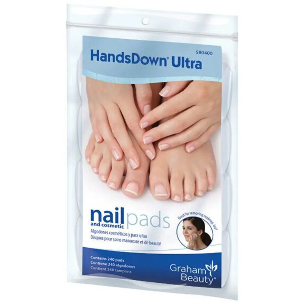 Multi-Use Nail & Cosmetic Pads / Nonwoven, Lint-Free, with Poly Grip Tab / 240 Rounds Per Bag by HandsDown