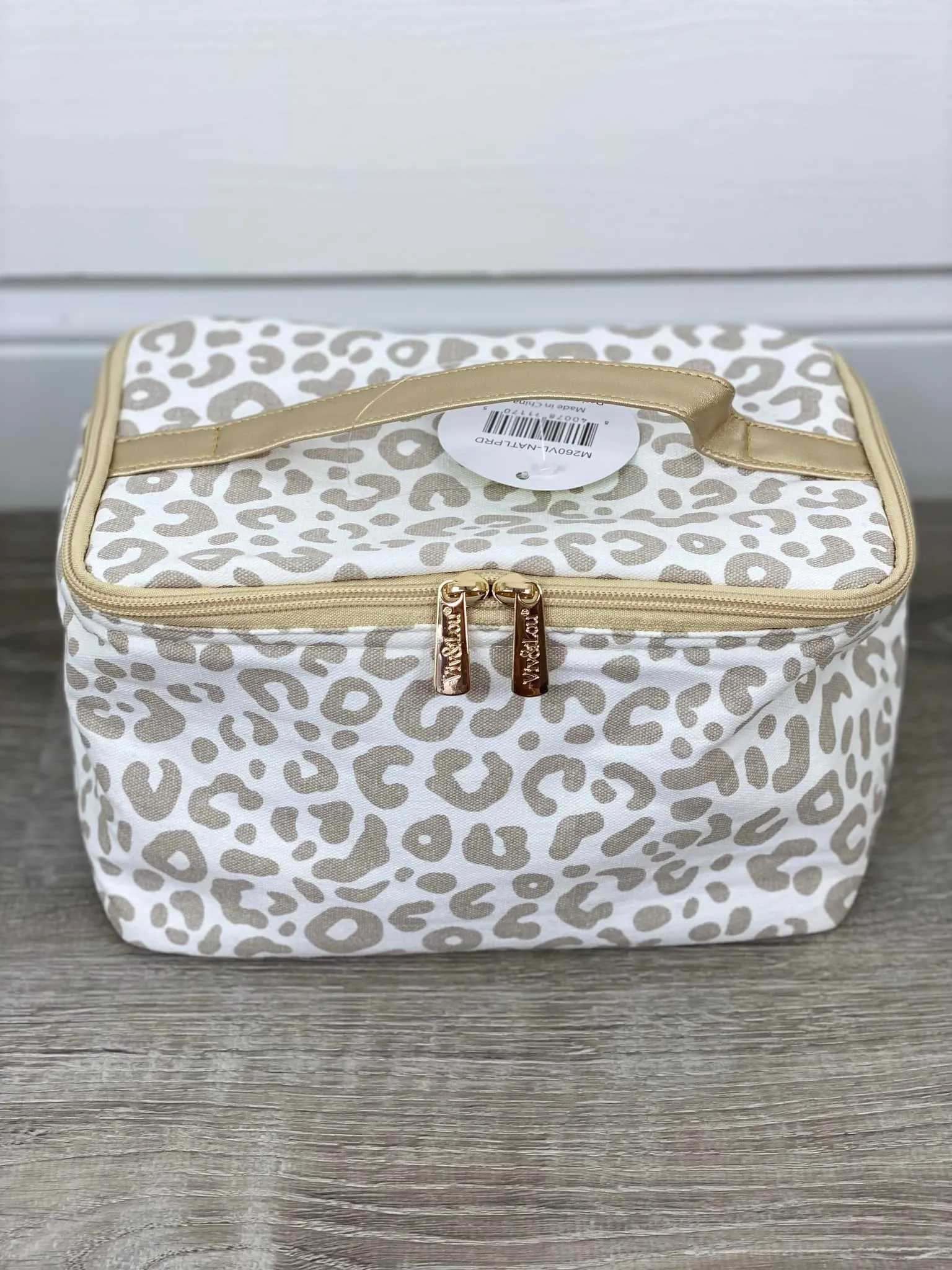Natural Leopard Cosmetic Bag
